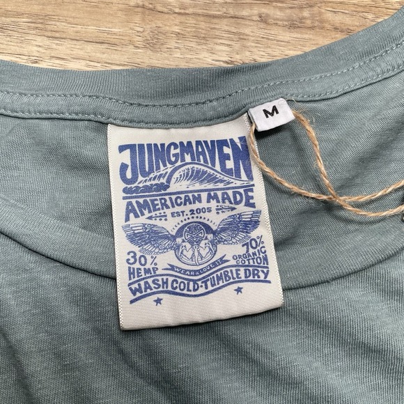 Jungmaven Ojai Hemp Organic Cotton Blend T Shirt Jade Green Womens M Made in USA - Picture 2 of 7